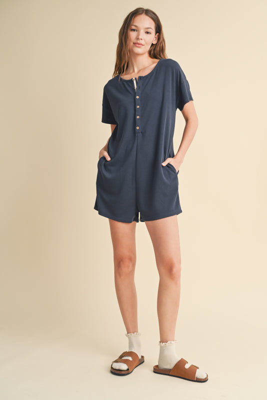 Shiloh Knit Romper | Navy