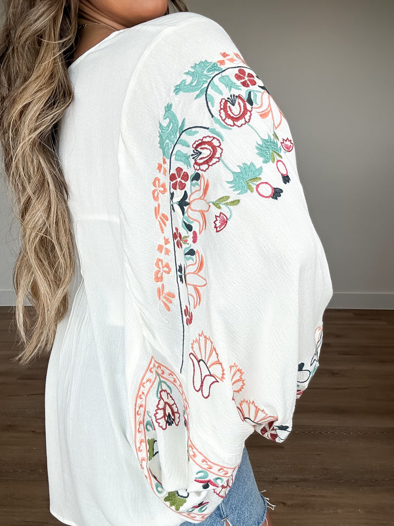 Emery Embroidered Tunic | Ivory