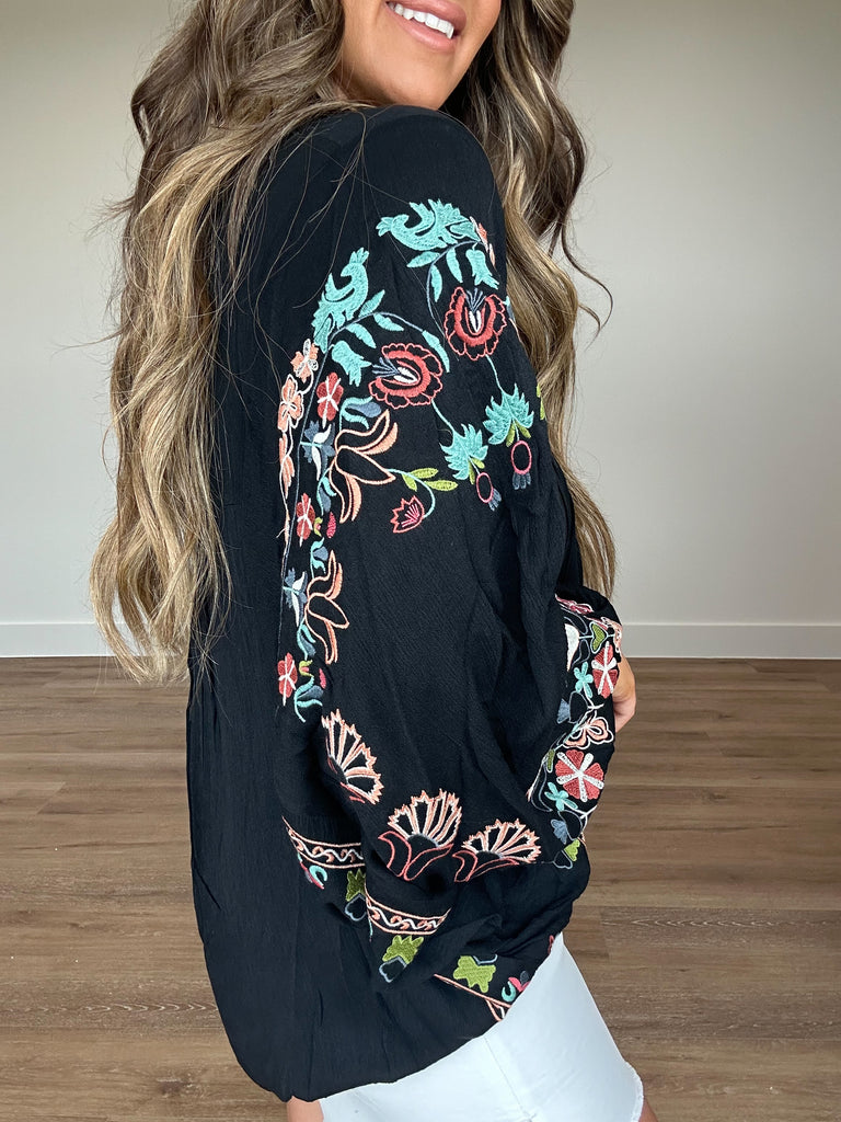 Emery Embroidered Tunic | Black